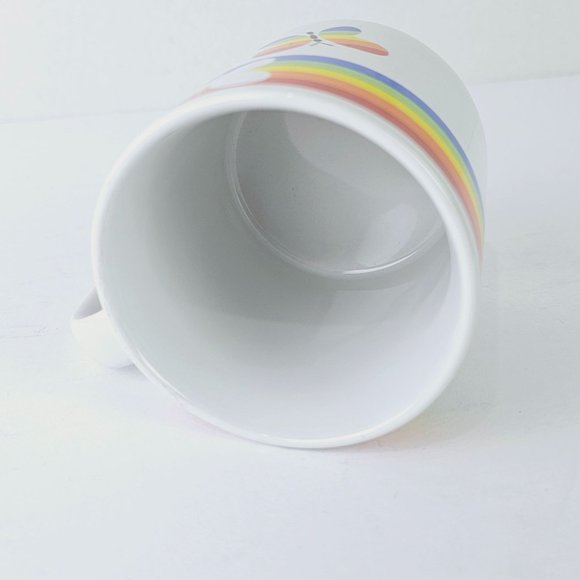 Vintage 90s Russ Rainbow Stripes Butterfly Cut-out Mug 10 oz - Picture 4 of 6